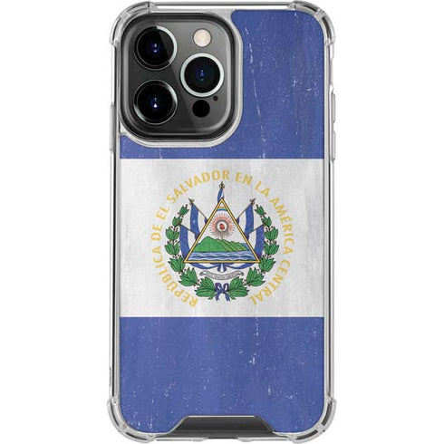 El Salvador Flag Distressed iPhone 14 Pro Clear Case